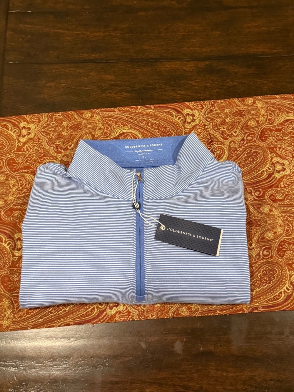 Holderness & Bourne Men's XL The Sherwood Pullover Blue & White MSRP $155